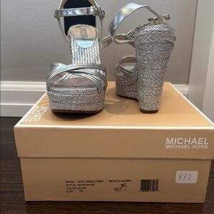 Michael Kors Silver Platform Sandals